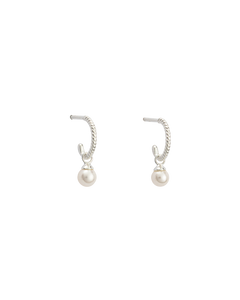 Kirstin Ash Tiny Pearl Hoops (STERLING SILVER)