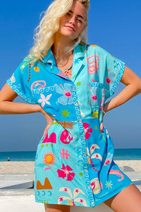 Palm Collective Blue Marlin Shirt Dress