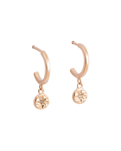Load image into Gallery viewer, Kirstin Ash Star Coin Hoops (18K ROSE GOLD PLATED)
