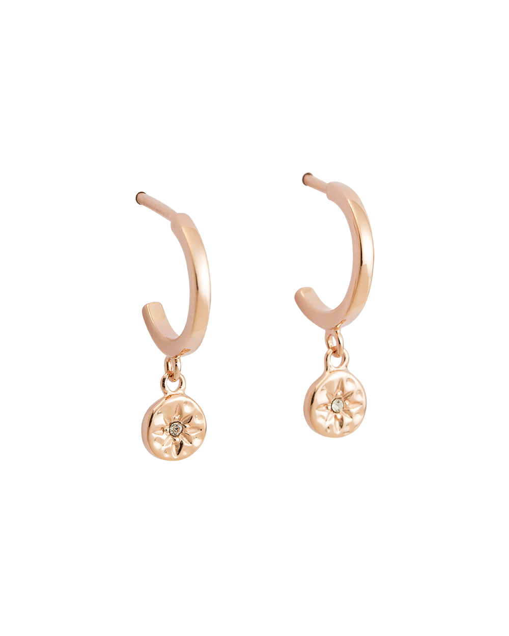 Kirstin Ash Star Coin Hoops (18K ROSE GOLD PLATED)