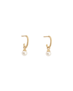 Kirstin Ash Tiny Pearl Hoops (18K GOLD PLATED)