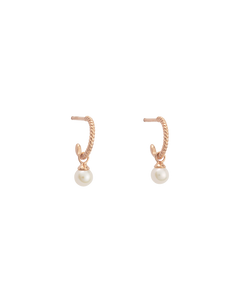 Kirstin Ash Tiny Pearl Hoops (18K ROSE GOLD PLATED)