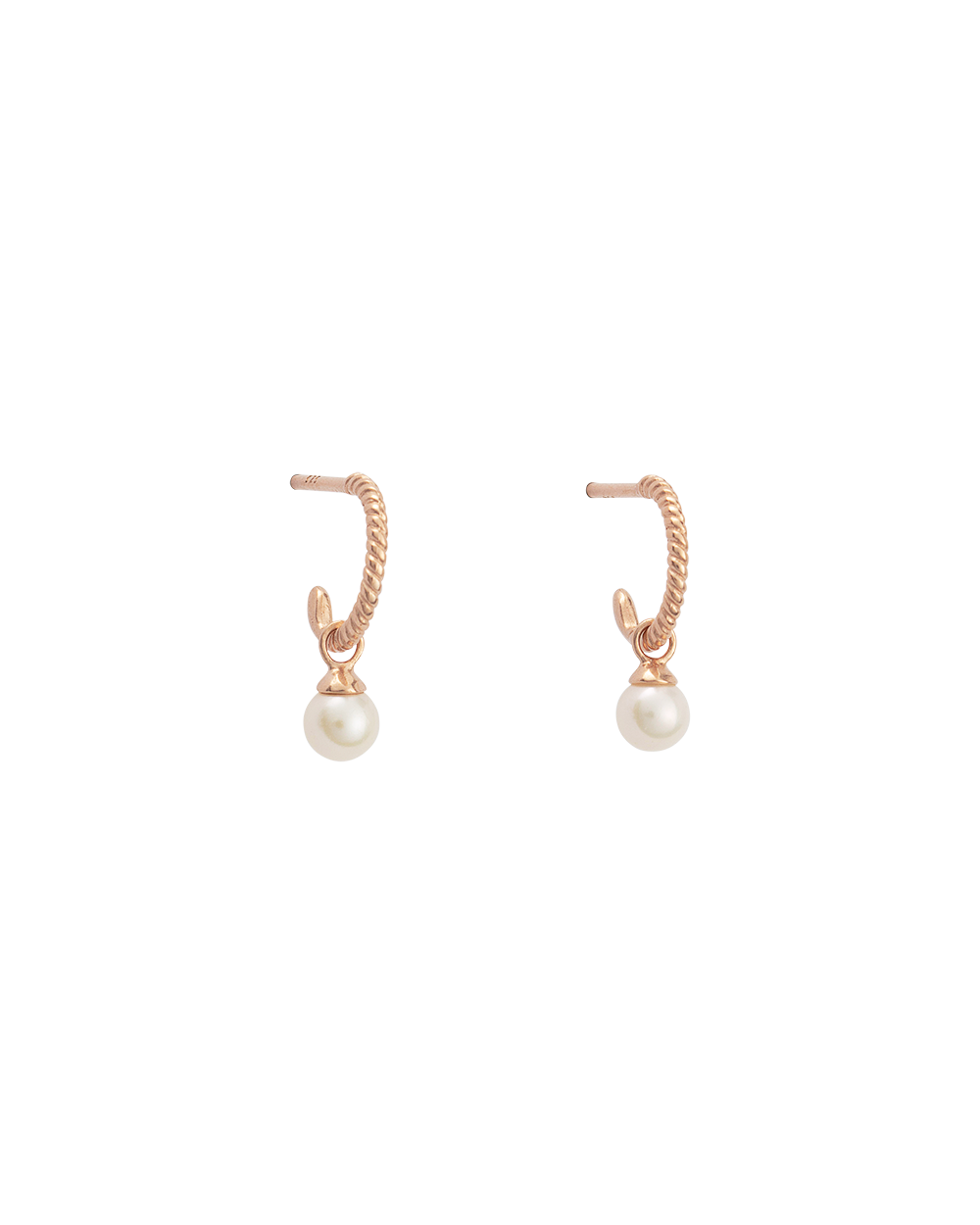 Kirstin Ash Tiny Pearl Hoops (18K ROSE GOLD PLATED)